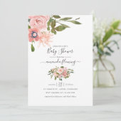 Waterverf florale Blush en Roos Gold Baby shower Kaart (Staand voorkant)