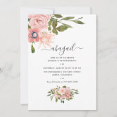 Waterverf florale Blush en Roos Gold Birthday Kaart (Voorkant)