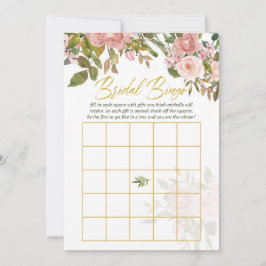 Waterverf florale Blush Roze en Gold Bridal Bingo