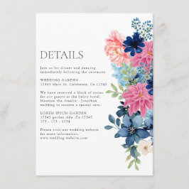 Waterverf florale botanische lente Trouwgegevens Informatiekaartje