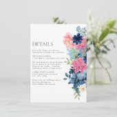 Waterverf florale botanische lente Trouwgegevens Informatiekaartje (Staand voorkant)