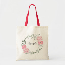 Waterverf florale bouquet, gepersonaliseerde canva tote bag