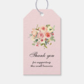 Waterverf florale bouquet in roze Hartelijk dank Cadeaulabel (Voorkant)