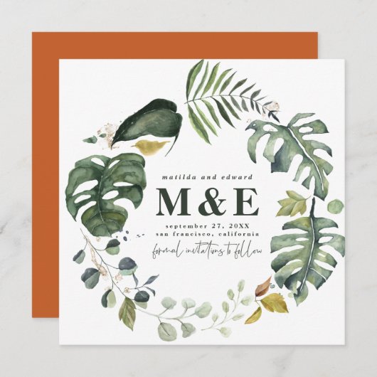 Waterverf florale bruiloft met uitzondering van da save the date (Voorkant / Achterkant)