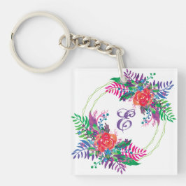 waterverf florale bundels personaliseren sleutelhanger