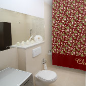 Waterverf florale burgundy gele elegante naam douchegordijn