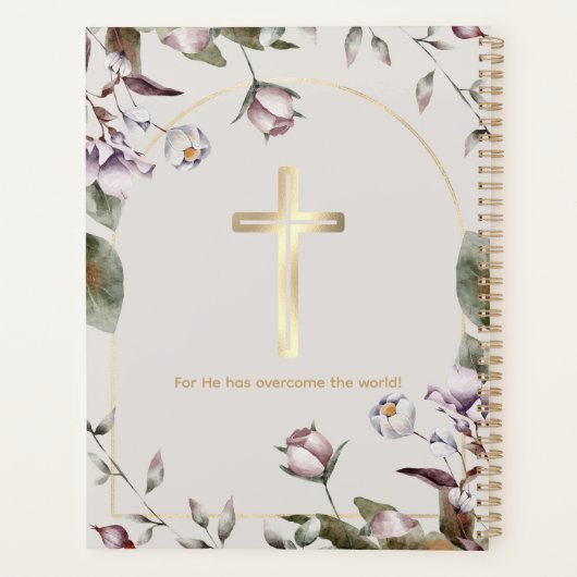 Waterverf florale Christelijk Elegant Gold Planner (Achterkant)