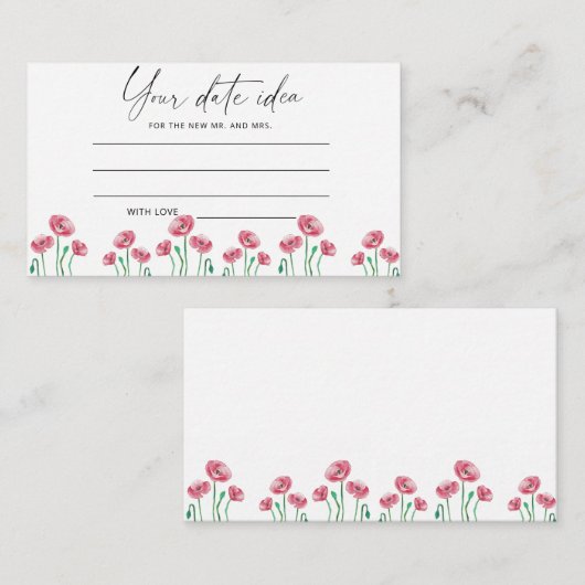 Waterverf florale Datum ideeën \ Datum jar Informatiekaartje (Voorkant / Achterkant)