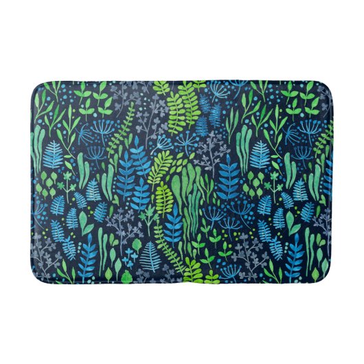 Waterverf florale doedels donkere achtergrond badmat (Voorkant)