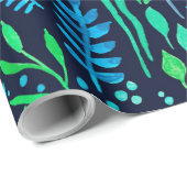 Waterverf florale doedels donkere achtergrond cadeaupapier (Rol Hoek)