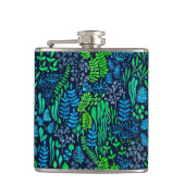 Waterverf florale doedels donkere achtergrond heupfles (Voorkant)