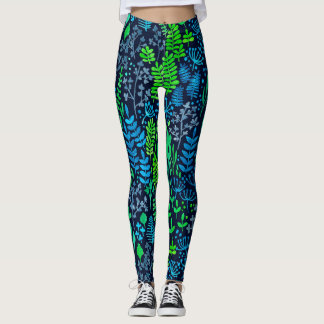 Waterverf florale doedels donkere achtergrond leggings