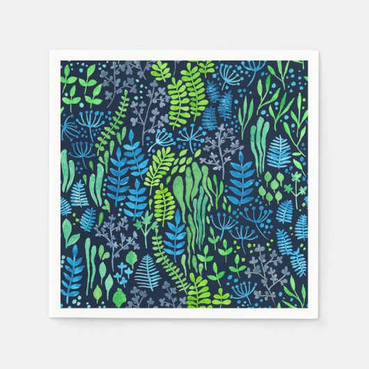 Waterverf florale doedels donkere achtergrond servetten (Voorkant)