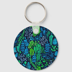 Waterverf florale doedels donkere achtergrond sleutelhanger