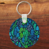 Waterverf florale doedels donkere achtergrond sleutelhanger (Voorkant)