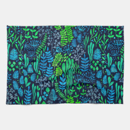 Waterverf florale doedels donkere achtergrond theedoek