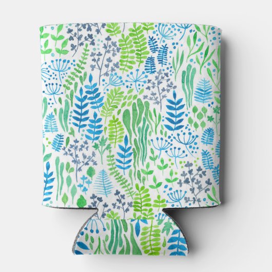 Waterverf florale doodles wit blikjeskoeler (Achterkant)