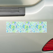 Waterverf florale doodles wit bumpersticker (Op auto)