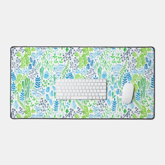 Waterverf florale doodles wit bureaumat (Keyboard & Muis)