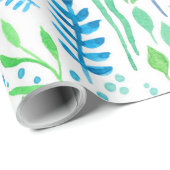 Waterverf florale doodles wit cadeaupapier (Rol Hoek)