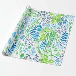 Waterverf florale doodles wit cadeaupapier