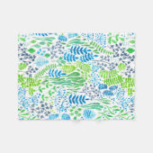 Waterverf florale doodles wit fleece deken (Voorkant (Horizontaal))