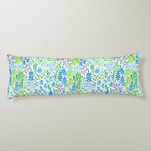 Waterverf florale doodles wit lichaamskussen (Achterkant)