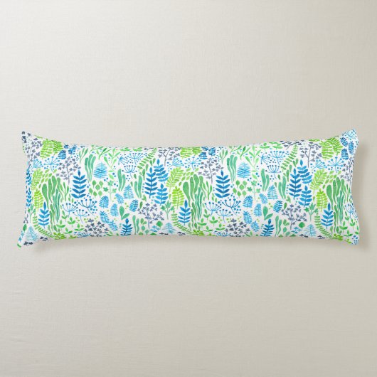 Waterverf florale doodles wit lichaamskussen (Voorkant)