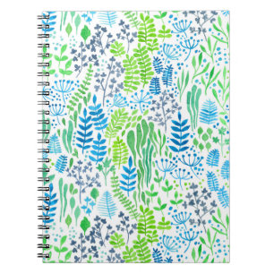 Waterverf florale doodles wit notitieboek