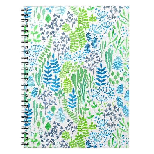 Waterverf florale doodles wit notitieboek (Voorkant)