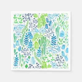 Waterverf florale doodles wit servetten