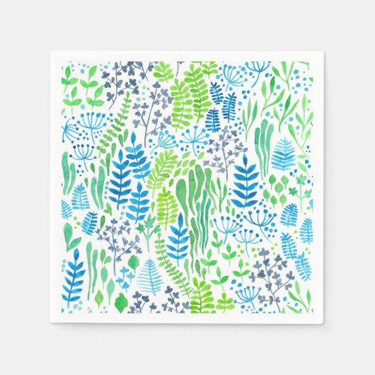 Waterverf florale doodles wit servetten (Voorkant)