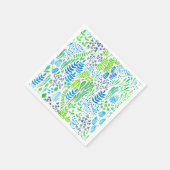 Waterverf florale doodles wit servetten (Hoek)