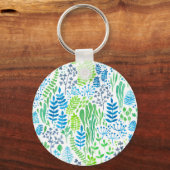 Waterverf florale doodles wit sleutelhanger (Voorkant)