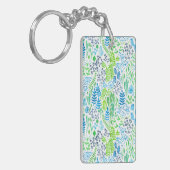 Waterverf florale doodles wit sleutelhanger (Voorkant Links)