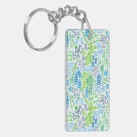 Waterverf florale doodles wit sleutelhanger (Voorkant Links)