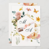 Waterverf florale elegante bruiloft kaart (Voorkant / Achterkant)