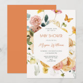 Waterverf florale elegante bruiloft kaart (Voorkant / Achterkant)