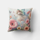 Waterverf florale fee prinses typografie roze kussen (Achterkant)