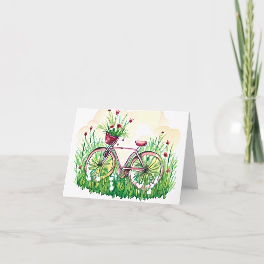 Waterverf florale fiets aanpasbaar kaart (Voorkant)