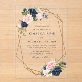 Waterverf florale geometrische bruiloft acryl uitnodigingen (Voorkant)