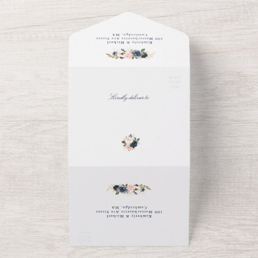 Waterverf florale geometrische bruiloft all in one uitnodiging (Buitenkant)