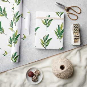 Waterverf florale groen. Botanisch patroon Cadeaupapier