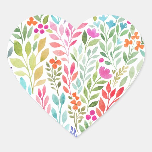 waterverf florale hart sticker (Voorkant)