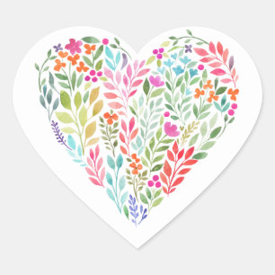 waterverf florale hart sticker