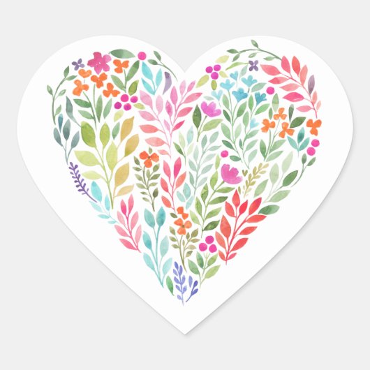 waterverf florale hart sticker (Voorkant)