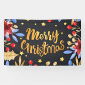 Waterverf florale heldere gouden kerst spandoek (Horizontaal)