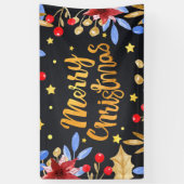 Waterverf florale heldere gouden kerst spandoek (Verticaal)