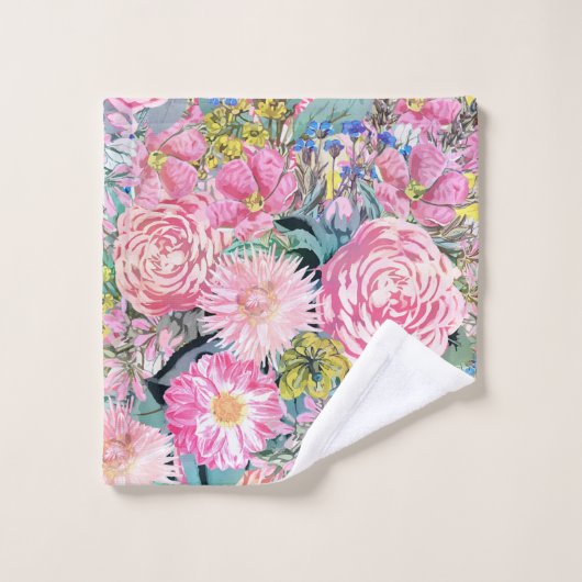 Waterverf  florale illustratie bad handdoek (Wasdoekje)