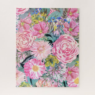 Waterverf florale illustratie legpuzzel